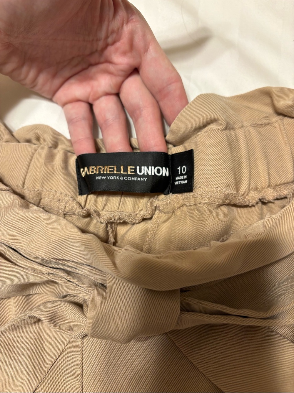 Paperbag High-Waist Tie-Belt Shorts in Taupe - Picture 3 of 3